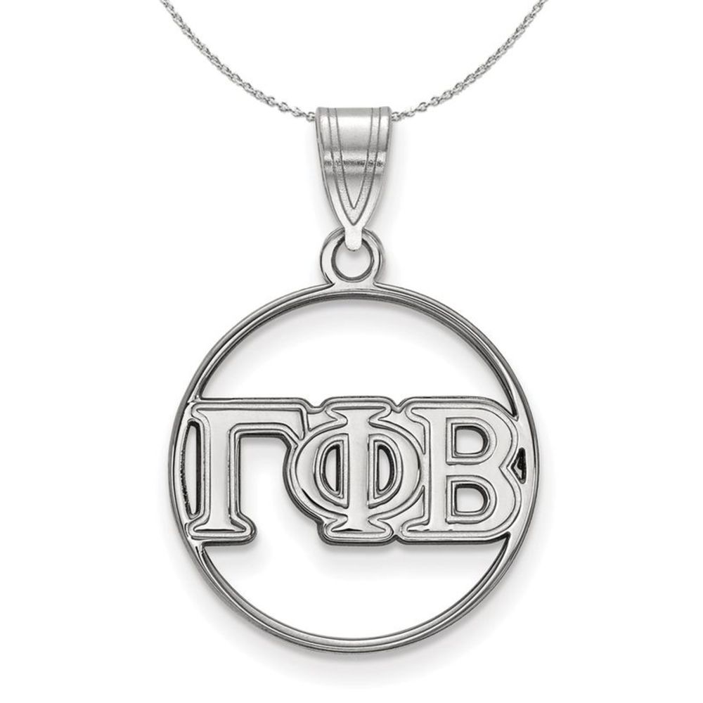 Sterling Silver Gamma Phi Beta Medium Circle Greek Necklace - 16 Inch
